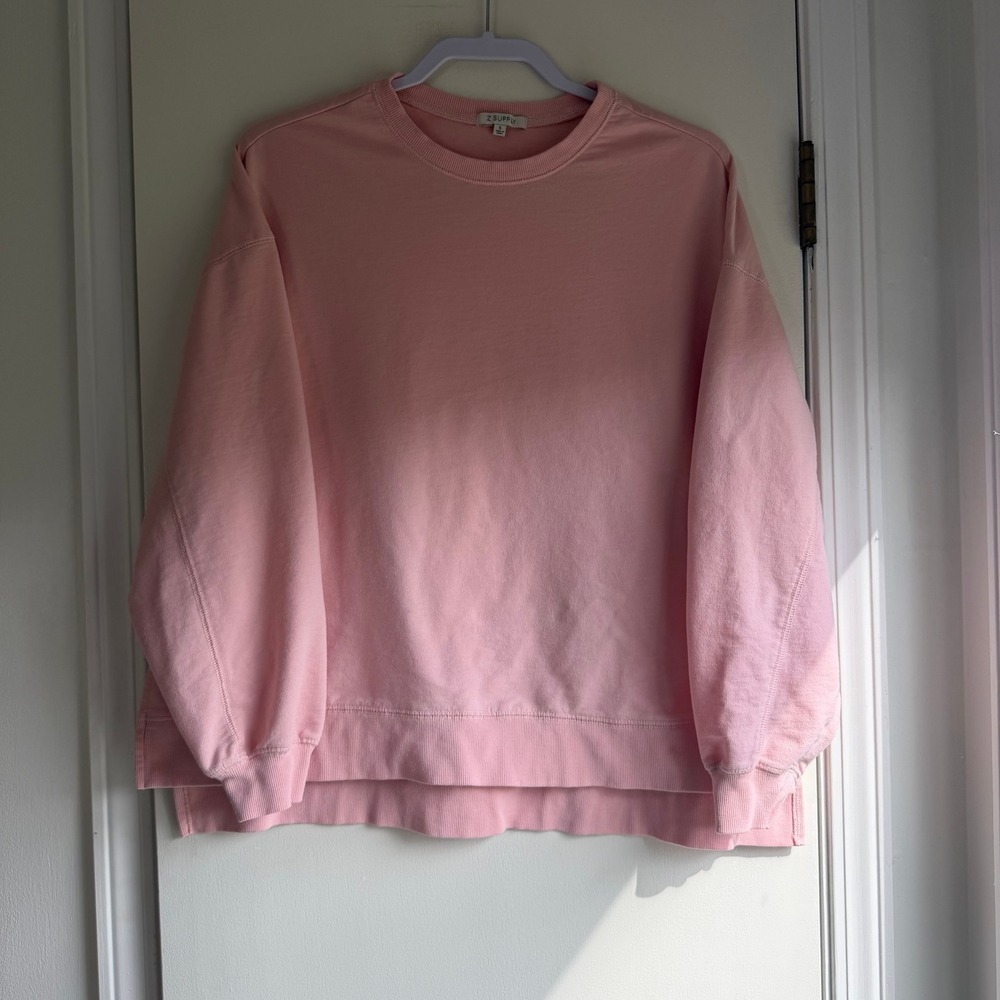 Z Supply Womens Pink Relaxed Crewneck Sweatshirt Small Side Slit Pullover